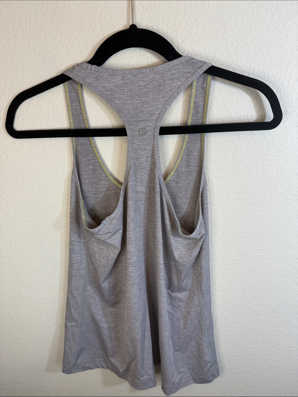 lululemon athletica Light Gray Racerback Tank with Subtle Yellow Trim